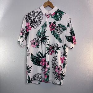 Under Armour Men's Floral Button Down Shirt - Pink, Green, White